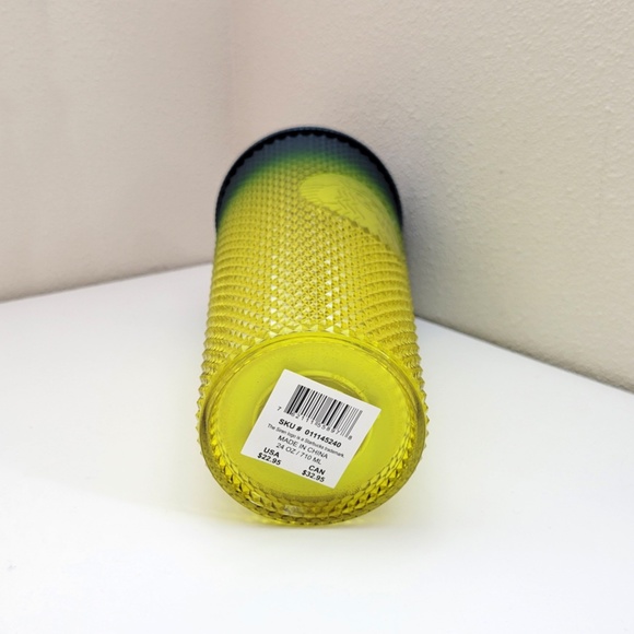 Starbucks 2023 Studded Lemon Yellow Blue Teal Ombre 24 oz Venti Tumbler - Picture 4 of 4